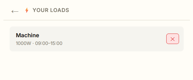 Enter the machine load